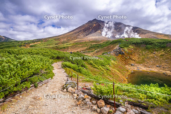 秋の擂鉢池と旭岳 [YMA110016227]