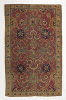 Carpet with Design of Cloud Bands and Floral Palmettes on Red Ground, Persian, early 17th century, Wool, India, Asia, Coverings & hangings, textiles, 76 1/2 x 47 1/2 in. (194.3 x 120.7 cm) [AKG110392443]