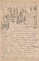 Autograph letter : to Paul Gauguin, with a sketch of "Bedroom at Arles", 1888 Oct. 17. [AKG110392556]