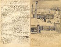 Lettre de Vincent van Gogh ? Theo van Gogh avec croquis d'une cour enneig?e, le 18 mars 1883 [AKG110392563]