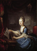 Marie Antoinette at the Spinet / Painting, before 1770 [AKG110392692]