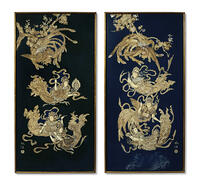 PAIR OF LARGE PANELS WITH HEAVENLY LADIES MAKING MUSIC.  [AKG110392712]