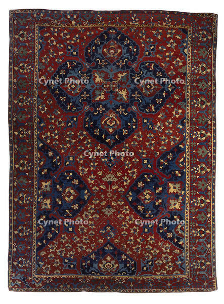 Large Fragmentary Ushak 'Quatrefoil' Carpet, Anatolian, Ottoman period, 1281–1924, 16th century, Wool, Made in Anatolia, Turkey, Asia, Coverings & hangings, textiles, 119 x 90 1/4 in. (302.3 x 229.2 cm) [AKG110392431]