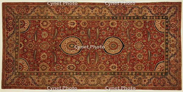 Islamic, Indian, Floral Carpet, 1610/1625, Wool pile on a cotton foundation, 145 1/2 x 71 in. (369.6 x 180.3 cm) [AKG110392432]
