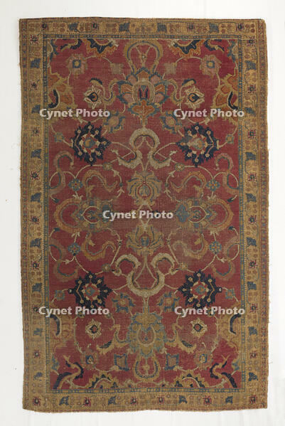 Carpet with Design of Cloud Bands and Floral Palmettes on Red Ground, Persian, early 17th century, Wool, India, Asia, Coverings & hangings, textiles, 76 1/2 x 47 1/2 in. (194.3 x 120.7 cm) [AKG110392443]