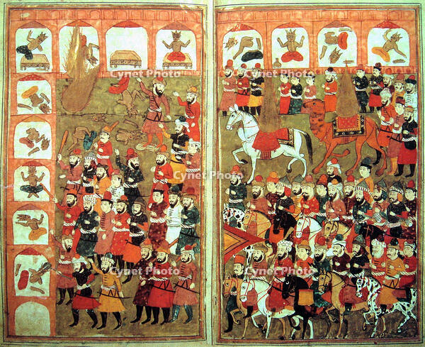 Middle East: The destruction of the idols at the Kaaba in Mecca by the Prophet Muhammad, as envisaged in 'L'Histoire Merveilleuse en Vers de Mahomet', 16th or 17th-century) [AKG110392479]