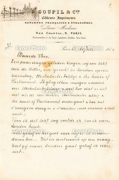 Lettre de Vincent van Gogh ? son fr?re Theo sur papier ? ent?te de Goupil & Cie, le 24 juillet 1875 [AKG110392561]