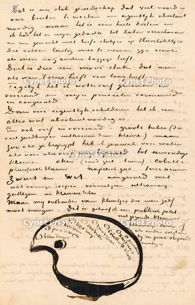 Lettre de Vincent van Gogh ? son fr?re Theo avec dessin de sa palette de peinture, le 5 ao?t 1882 [AKG110392564]