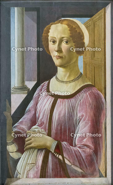 Portrait of a lady known as Smeralda Bandinelli, 1470-80, Sandro Botticelli, tempera on panel, V&A Museum, London, England [AKG110392587]