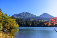 オンネトーより紅葉の雌阿寒岳と阿寒富士 [MHI110004982]