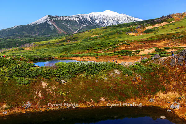 秋色と冠雪の大雪山旭岳 [MHI110004938]