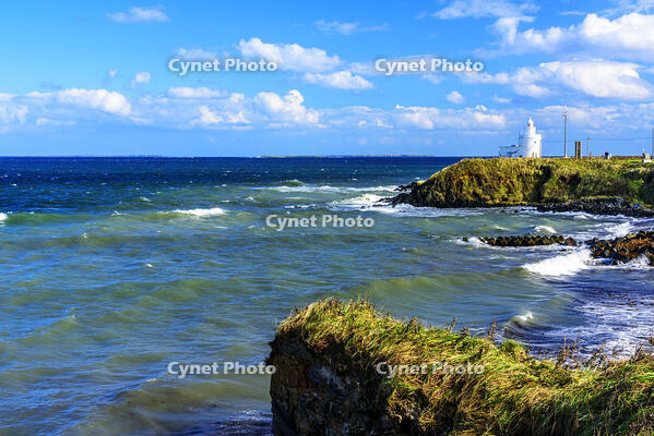 納沙布岬灯台と歯舞群島遠望 [MHI110004958]