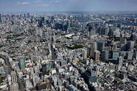 五反田駅周辺より品川駅,高輪ゲートウェイ駅方面の街並み [THN110008031]