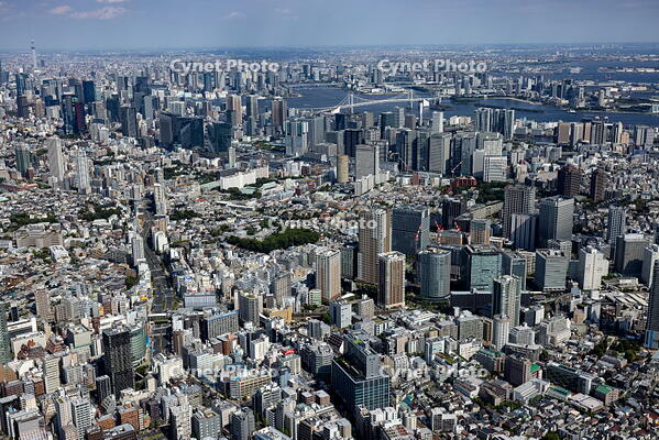 五反田駅周辺より品川駅,高輪ゲートウェイ駅方面の街並み [THN110008033]
