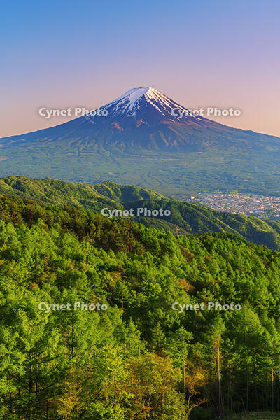 河口湖越しに富士山の夕景を望む [OYO110006735]