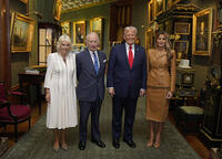 King Charles III and Queen Camilla (left) with US President Donald Trump and his wife, First Lady Melania Trump, at Windsor Castle, Berkshire [PST110004202]