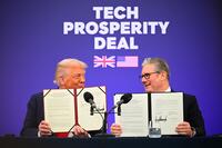 President of the United States Donald Trump during a business event at Chequers. The meeting will involve the signing of the Tech Partnership agreement. [PST110004203]