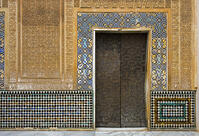 Characteristic arabic door and Moorish arabesques in the Alhambra fortress, Granada, Andalusia, Spain [PST110004205]