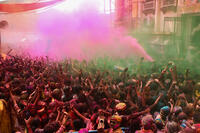 People celebrate the annual Holi festival in Kolkata,India on March 14,2025. [PST110004279]