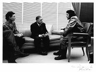 Cuba: Jean-Paul Sartre and Simone De Beauvoir meeting with Ernesto Che Guevara, Havana, 1960. Signed photograph by Alberto Korda [PST110004286]