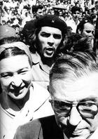 Cuba: Jean-Paul Sartre and Simone De Beauvoir with Ernesto Che Guevara on a busy street, Havana, 1960. Alberto Korda [PST110004287]