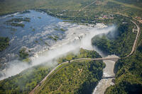 Aerial view of the Zambesi River and Victoria Falls on the border of Zambia and Zimbabwe. [PST110004324]