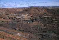 OPEN-CUT IRON ORE MINE Mt Whaleback, Newman, E Pilbara,  W Australia One of world's largest  sources of high-grade martite-hematit [PST110004340]