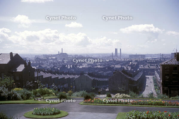 View of streets and the Liverpool skyline, Liverpool, UK, July 1965 [PST110004222]
