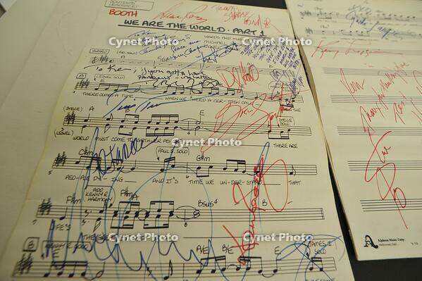 USA for Africa / Band Aid Songsheet for the 1985 recording of We Are the World, individually signed by the artists.  The Idea Generation Gallery  Thursday 24th July 2008. [PST110004267]