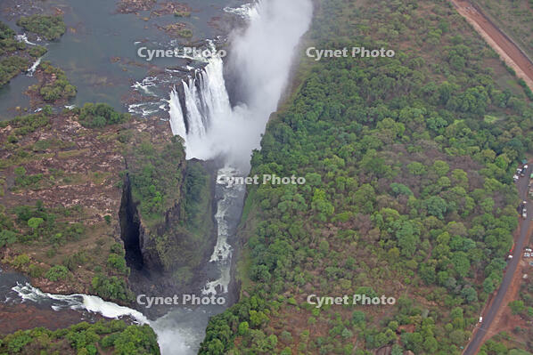Aerial view of Victoria Falls Zambezi River, Zimbabwe/Zambia border. [PST110004319]