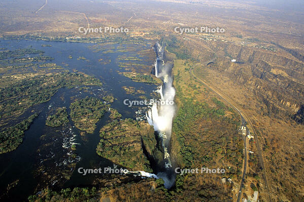 zimbabwe, aerial view of the victoria falls [PST110004321]