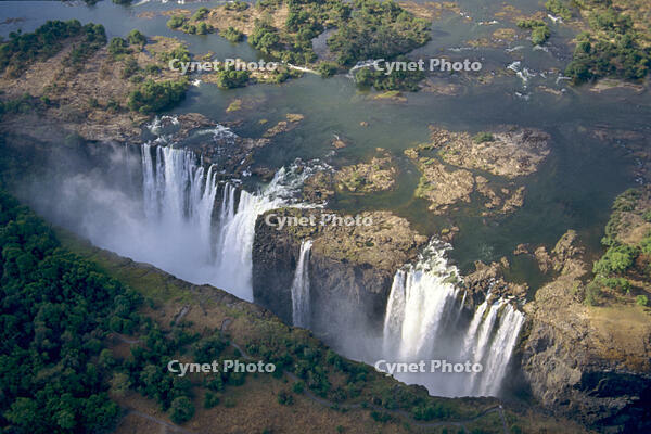 Zimbabwe, Victoria Falls, Zambezi River, aerial view [PST110004322]