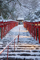 雪の貴船神社参道朝景 [MOP110102063]