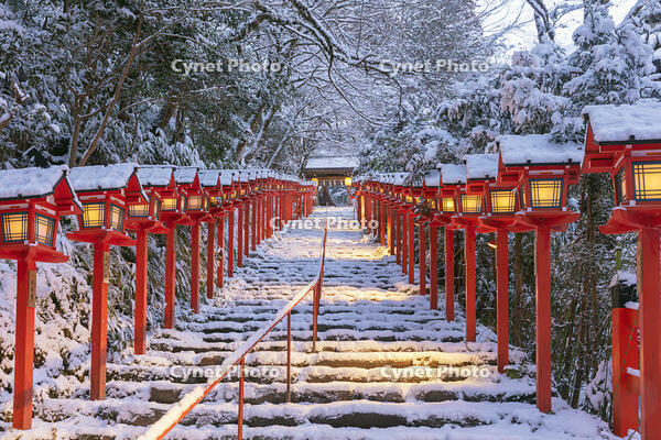 雪の貴船神社参道朝景 [MOP110102061]