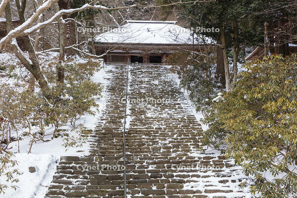 雪の鎧坂と金堂　室生寺 [MOP110104392]