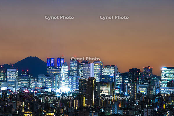 新宿の夜景と富士山 [SKE110001455]