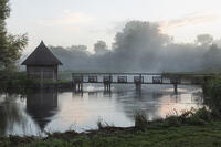 England, Hampshire, River Test at Leckford with Sunrise [STV110083977]