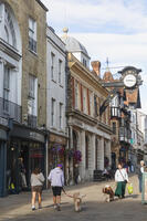 England, Hampshire, Winchester, The High Street, Street Scene with People passing by [STV110083999]
