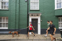 England, Hampshire, Winchester, Colourful Doorways in Historic Colebrook Street [STV110084019]