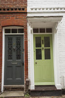 England, Hampshire, Winchester, Colourful Doorways in Historic Colebrook Street [STV110084021]