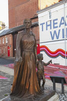 England, Hampshire, Winchester, Licoricia of Winchester and her Son Asher Statue by Ian Rank-Boadley Sculpture [STV110084045]