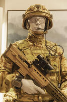 England, Hampshire, Winchester, MOD Worthy Down, The Royal Logistic Corps Military Museum, Exhibit of a Modern British Army Soldier [STV110084060]