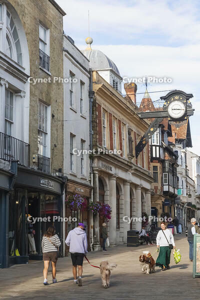England, Hampshire, Winchester, The High Street, Street Scene with People passing by [STV110083999]