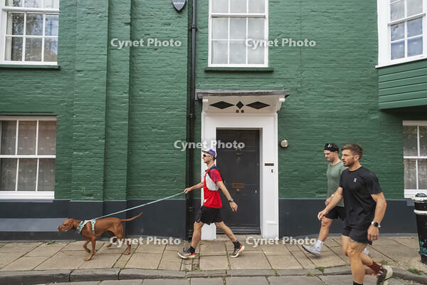 England, Hampshire, Winchester, Colourful Doorways in Historic Colebrook Street [STV110084019]