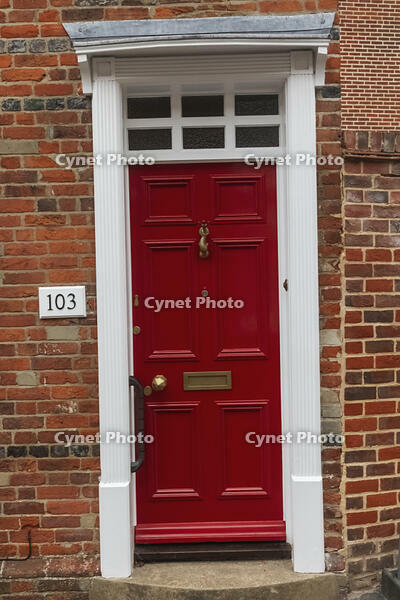 England, Hampshire, Winchester, Colourful Doorways in Historic Colebrook Street [STV110084022]