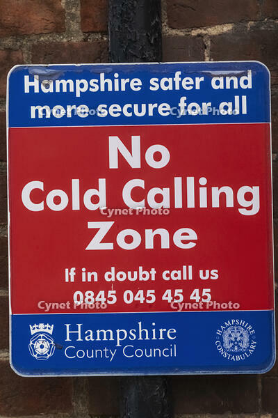 England, Hampshire, Winchester, No Cold Calling Zone Sign [STV110084024]