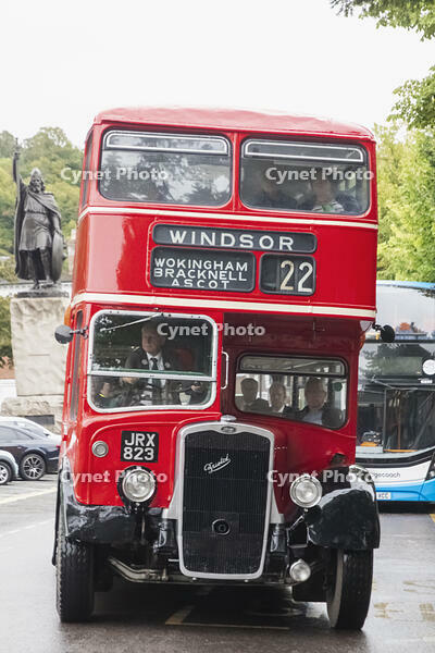 England, Hampshire, Winchester, Vintage Bus Festival, Vintage Doubledecker Red Bus [STV110084047]