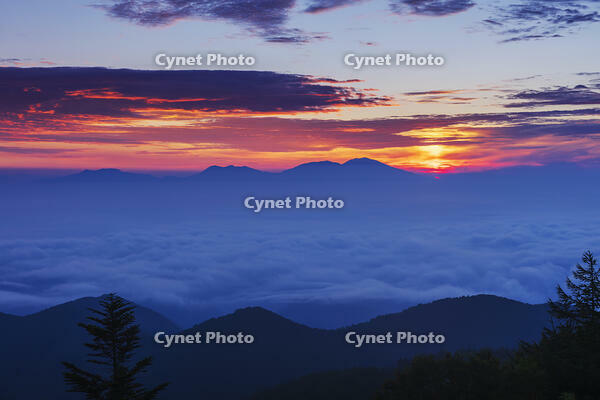 道の駅美ヶ原の展望台より雲海と日の出 [KNO110022744]
