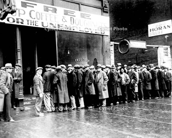Unemployed men queuing [PHT110192422]