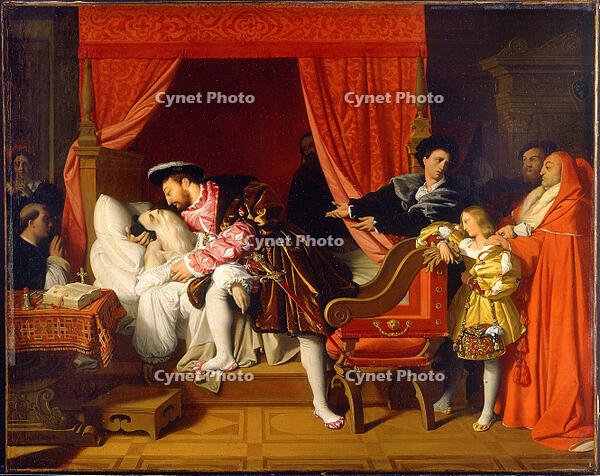 JEAN AUGUSTE DOMINIQUE INGRES. Francis I Receives the Last Breaths of Leonardo da Vinci. Credit: Album / Fine Art Images [ABM112345694]